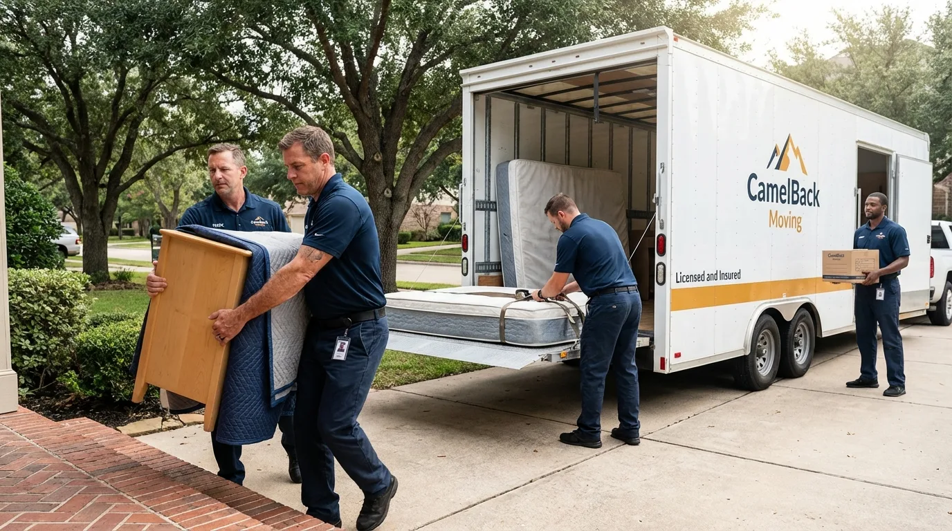Crew loading residential truck for cross-state move from Clarksville, TN