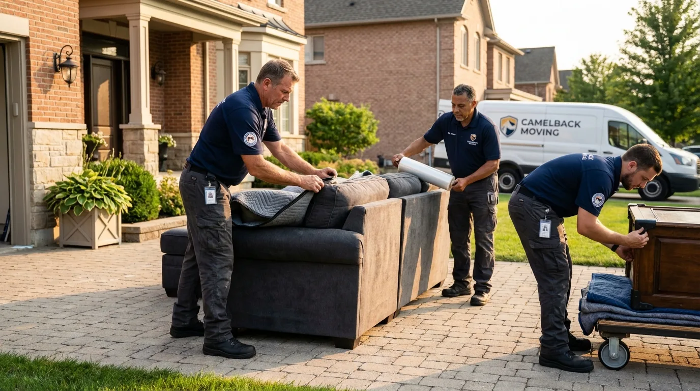 Large estate moving crew wrapping furniture in Clarksville, TN