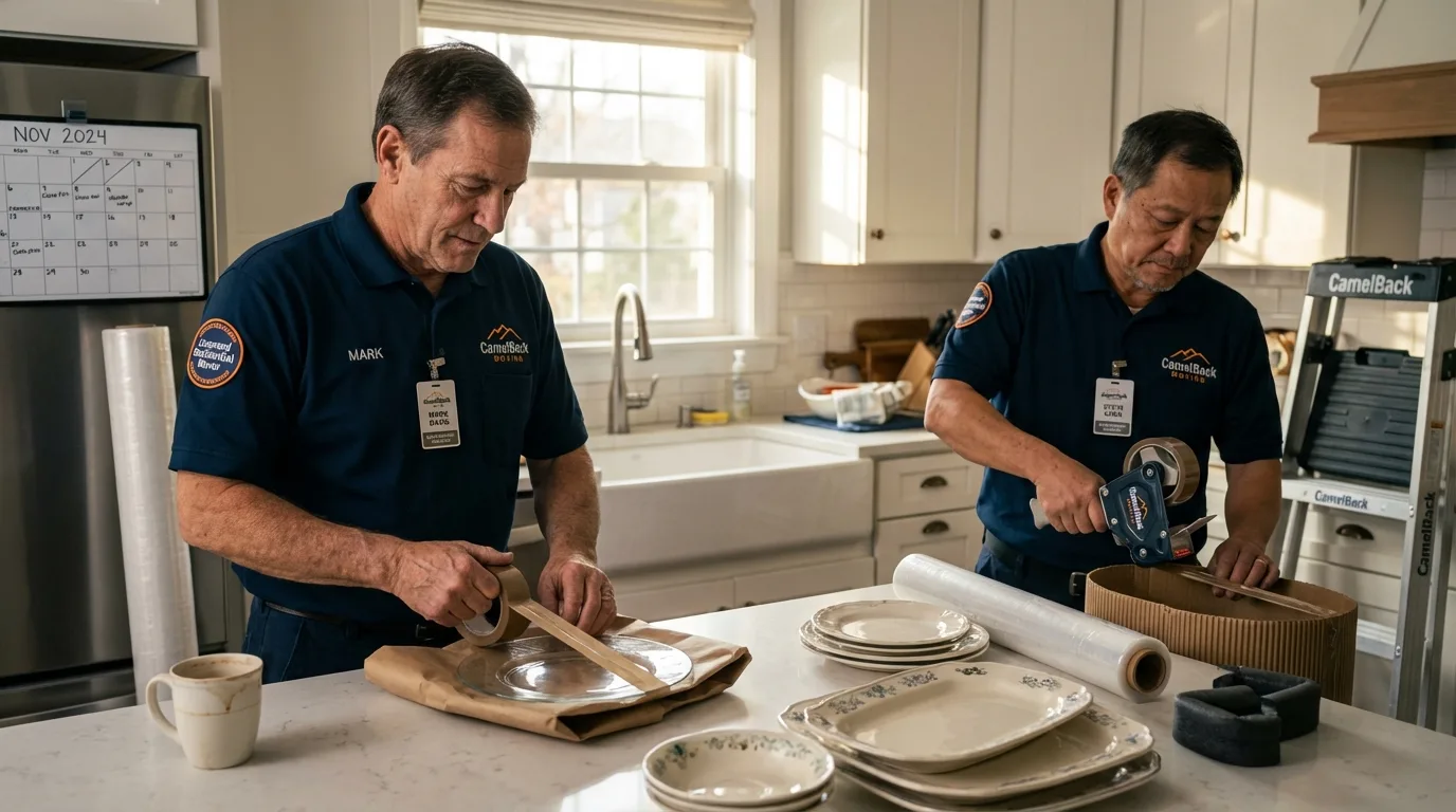 Professional crew packing kitchen dishware in Clarksville, TN